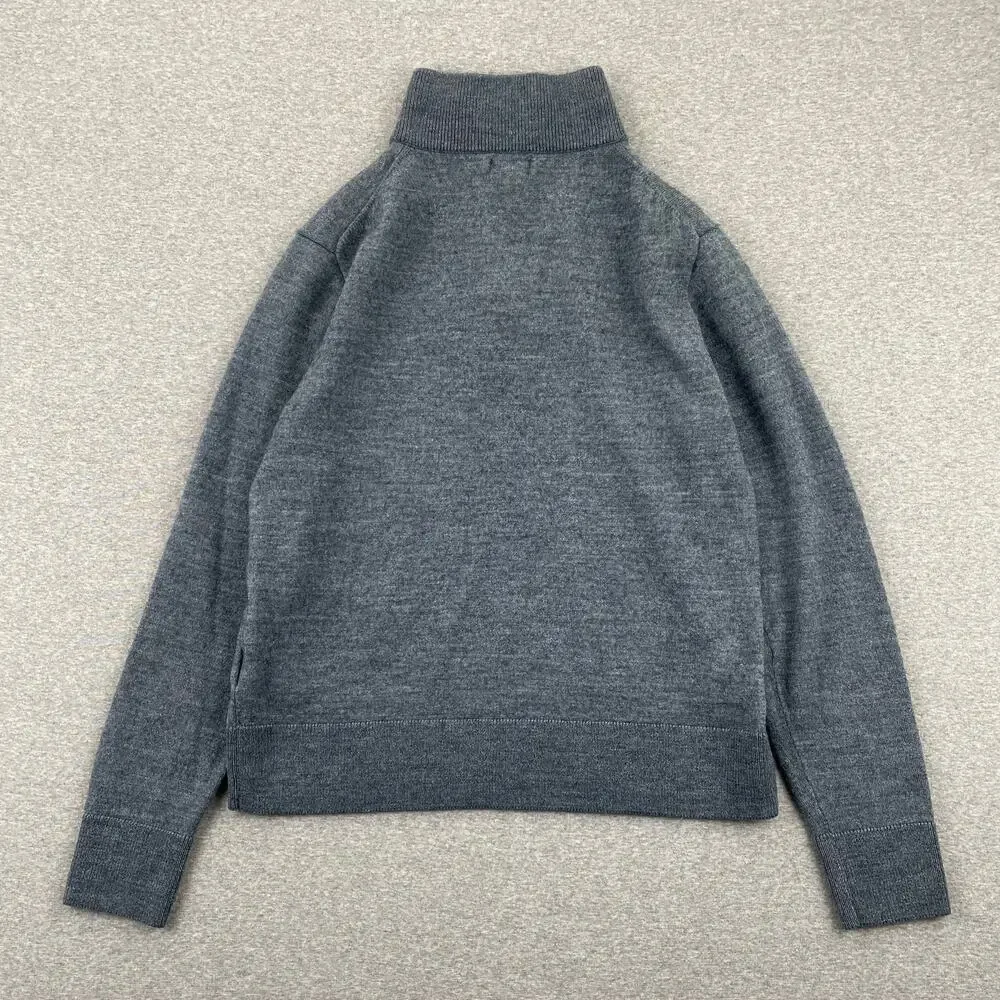 J. Crew Sweater Mens Medium Gray Merino Wool 1/4 Zip Pullover Jumper Preppy